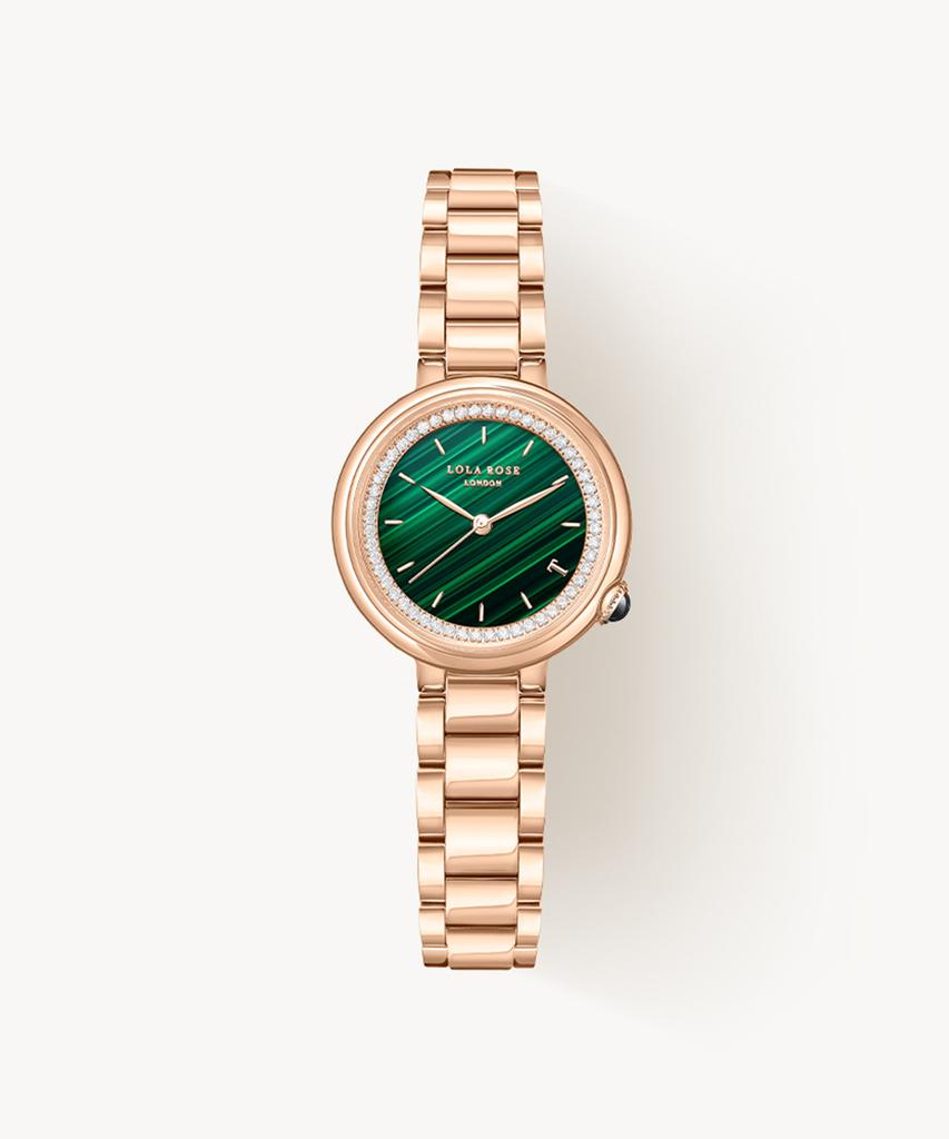 Lollalojeu Tea-Time Malachite Rose Gold Women'S Metal Watch