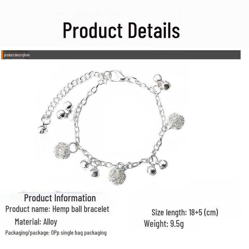 Браслет-колокольчик в корейском стиле с серебряным покрытием