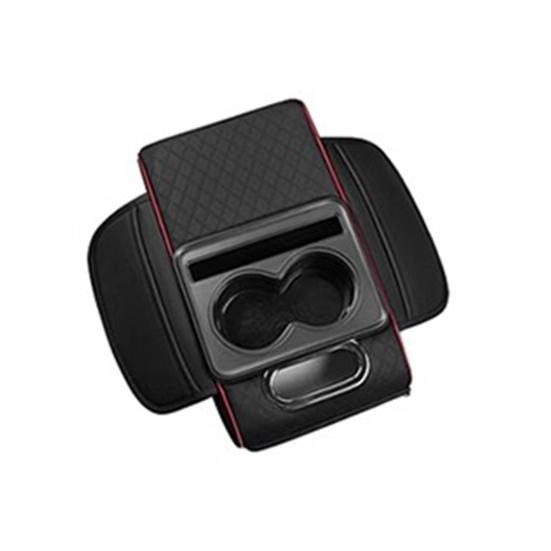 Car Armrest Box 5-in-1 Organizer with Cup Holder & Tissue Phone Slot Faux Leather Multifunctional Car Organizer Universal Vehicle Accessory