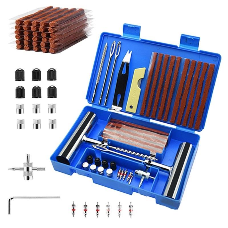 33/58pcs Essential Tire Repair Set Convenient Tire Repair Tool Set Set with Storage Box for Vehicle Maintenance