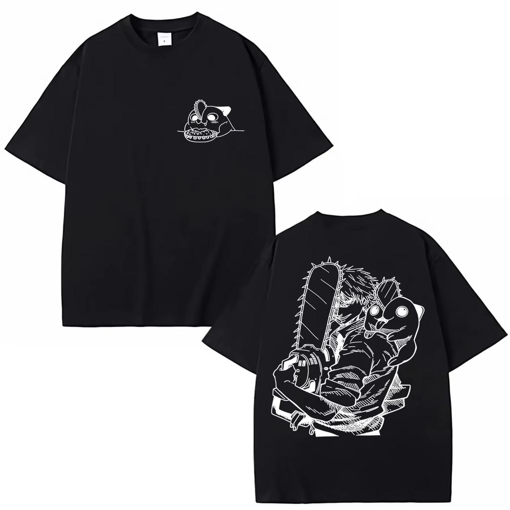 2026 Summer Hot Sale Anime Chainsaw Man Denji Cartoon Pochita T-shirts Harajuku Vintage Short Sleeve Men Women Loose Casual T-shirt