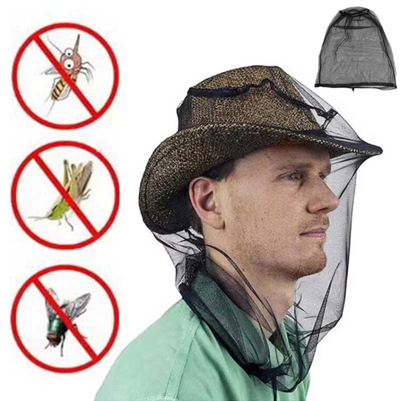 MosquitoHead Net Hat InsectProof Mesh Hood for Hiking CampingFishing GardeningOutdoor Activities Breathable Protective FaceCover