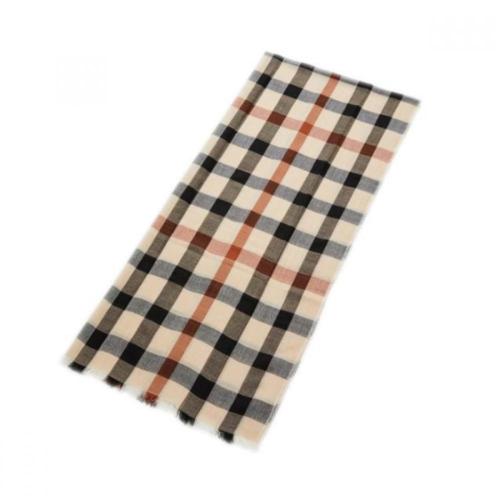 Daks Brown House Check Wool Scarf Dcsc9f110w2