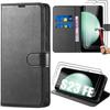 Case - BOOLING - for Samsung Galaxy S23 FE - Shockproof Leather Effect - with Card Pocket - Black - 2 Tempered Glasses