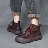 Натуральная кожа ретро толстая подошва короткие сапоги круглый носок плоская подошва универсальные женские сапоги
