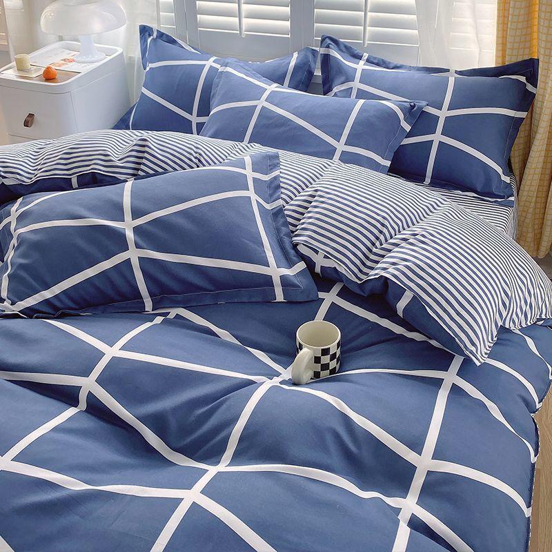 Комплект из четырех простыней, постельное белье, пододеяльник из стираного хлопка с пескоструйной обработкой, простыня, односпальное одеяло для спальни, комплект из трех предметов