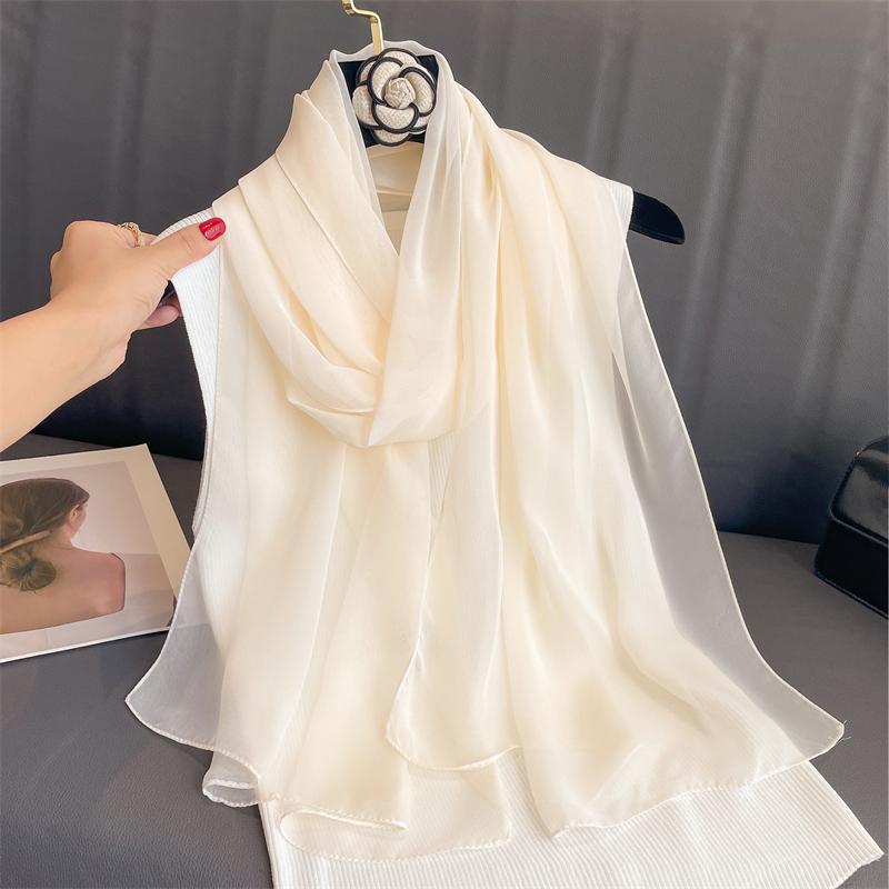 New Fashion Summer Women Soild Color Beach Scarf Silk Shawls Headband Female Headband Wraps Sunscreen Hijab Wholesale