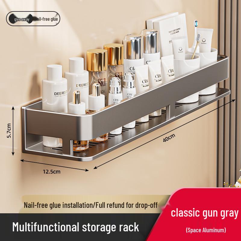 Настенная полка для ванной без сверления и органайзер для косметики