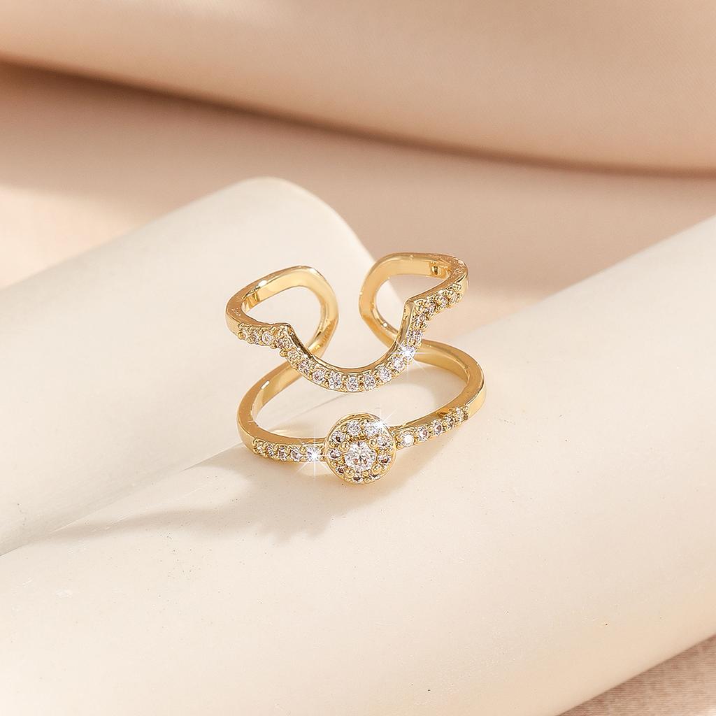 High-end Light Luxury Style Nail Art Wearable Nail 18k Gold-plated Geometric Zircon Creative Design Personality Accessories