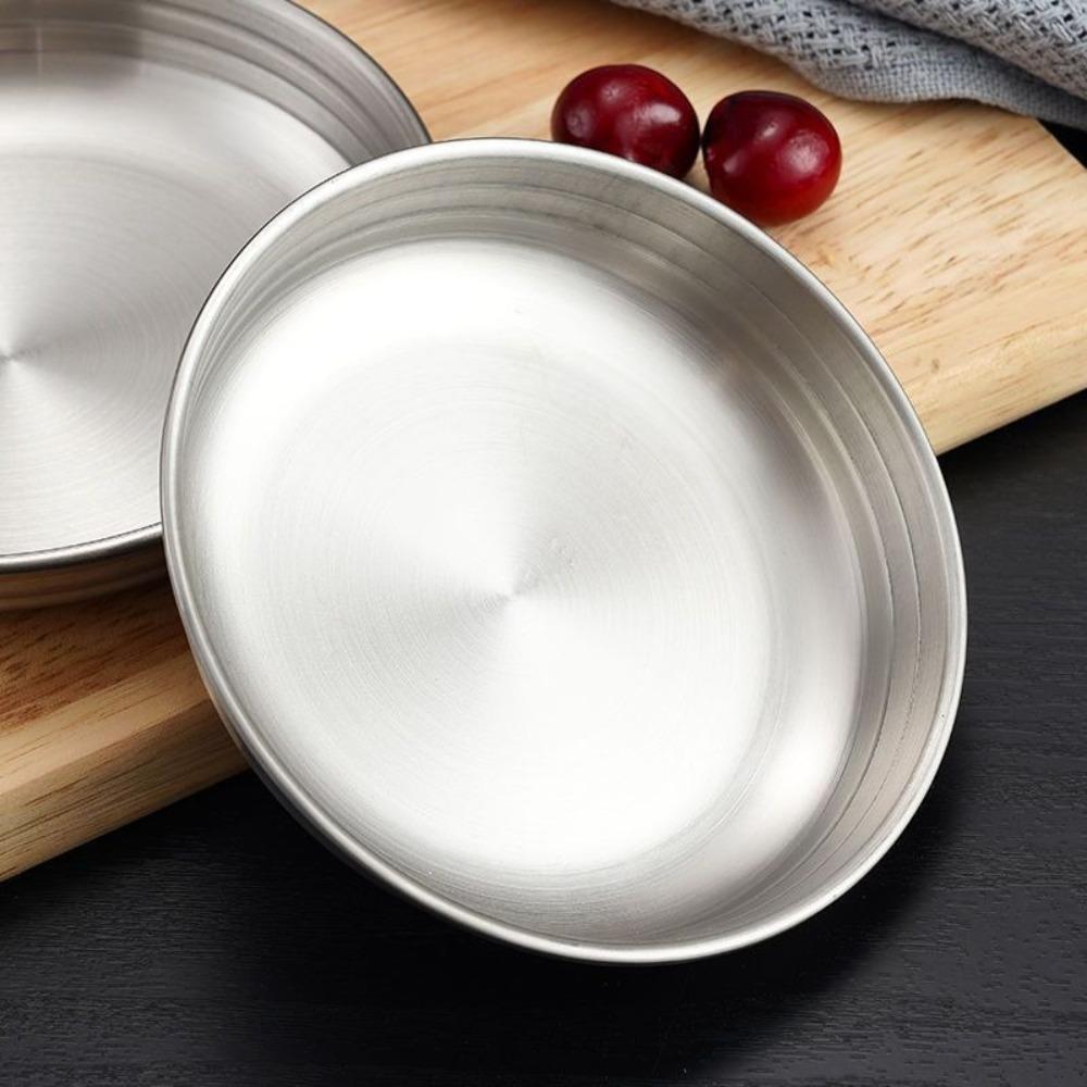 Круглый лоток для хранения продуктов Нержавеющая сталь Блюдце для специй Новое блюдце для соуса Сковорода для закусок Кухонные принадлежности