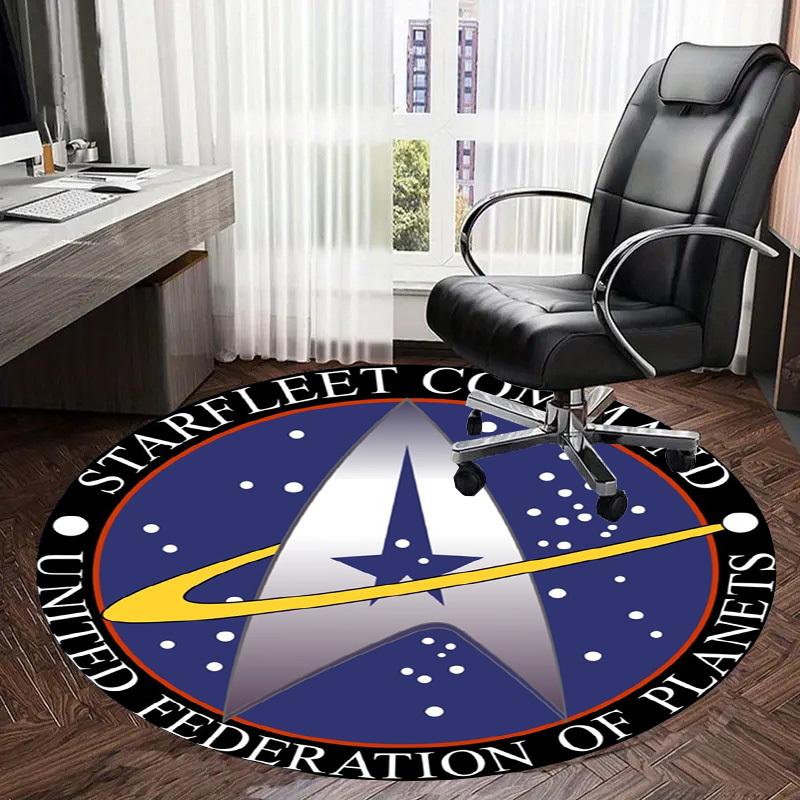 1pc Starfleet Command Emblem Round carpet, Made of Polyester,Perfect for Decorating Office Chairs, Living Rooms,fplt202