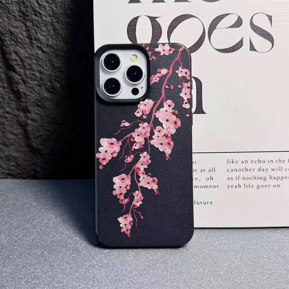 Розовые Цветы Персика Силиконовый Чехол для Телефона Для IPhone 17 Pro Max Чехол IPhone 16 15 14 13 12 11 17E Pro Max Резиновый Защитный Чехол