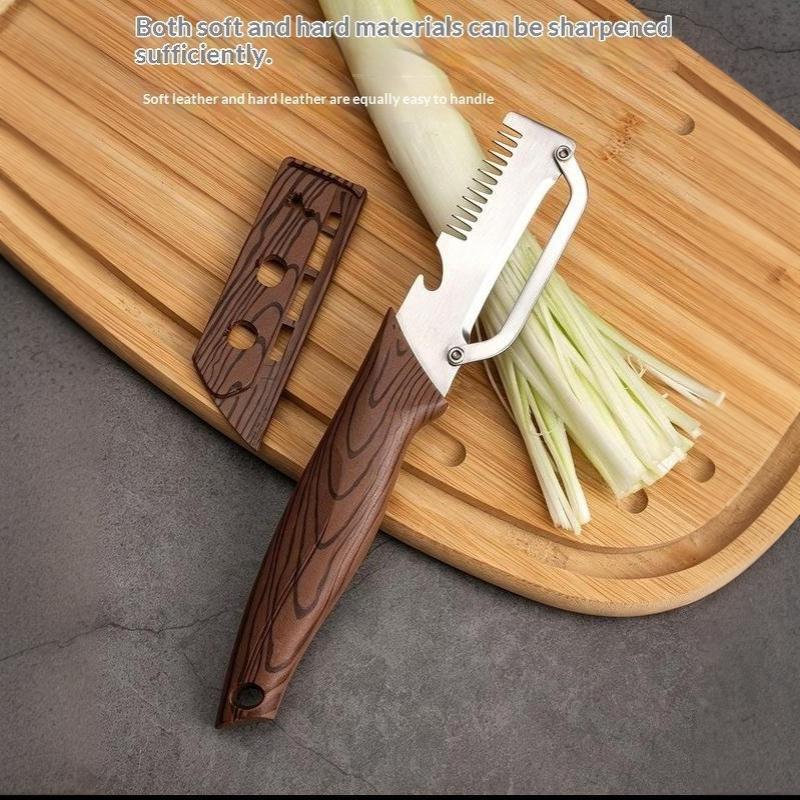 Portable Multifunctional Vegetable Peeler Sharp Stainless Steel Blade Wood Grain Handle for Travel Camping Kitchen Daily Use