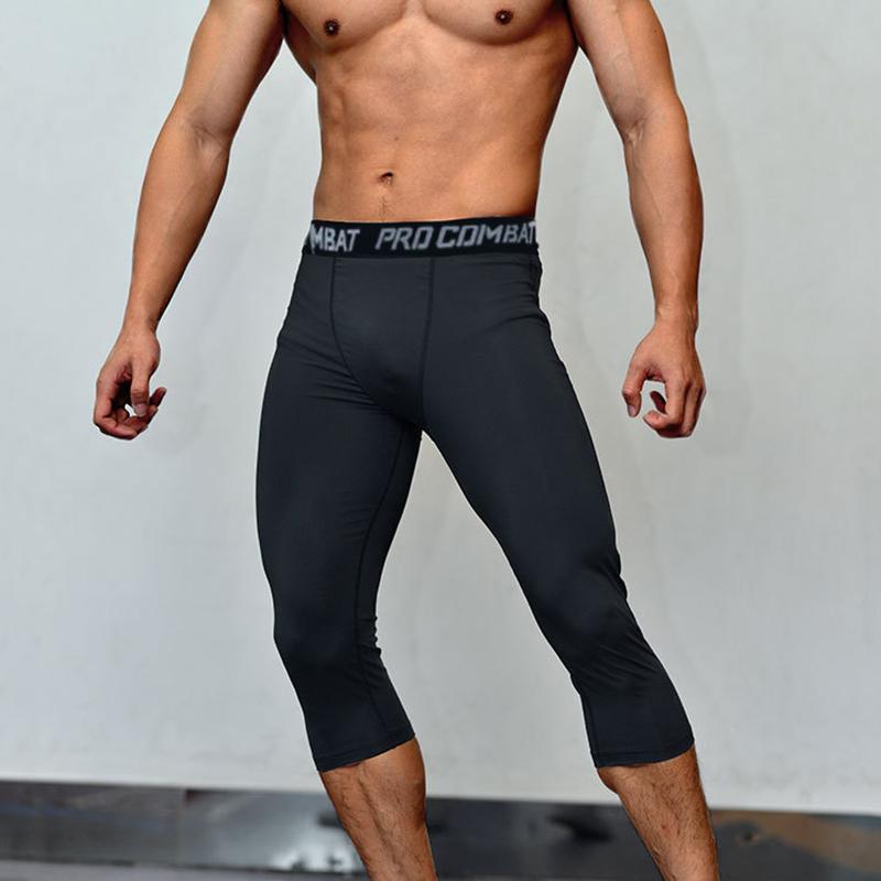 Мужские обтягивающие компрессионные тренировочные брюки для бега для бега, брюки для фитнеса, детские баскетбольные спортивные обтягивающие укороченные брюки 3/4