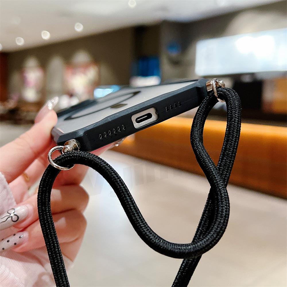 Магнитный прозрачный чехол для iPhone 15 14 13 12 11 Pro Max Plus для Magsafe Crossbody Lanyard Жесткий акриловый чехол