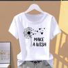(Asian Size) Graphic Tee T Clothing Love Sweet Letter Style Casual Fashion Print Female Casual  Women's Top Lady Short Sleeve T-shirt