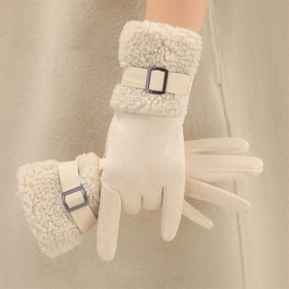 Fleece Women Suede Gloves Windproof Cycling Mittens Fashion Winter Women's Gloves Mom
