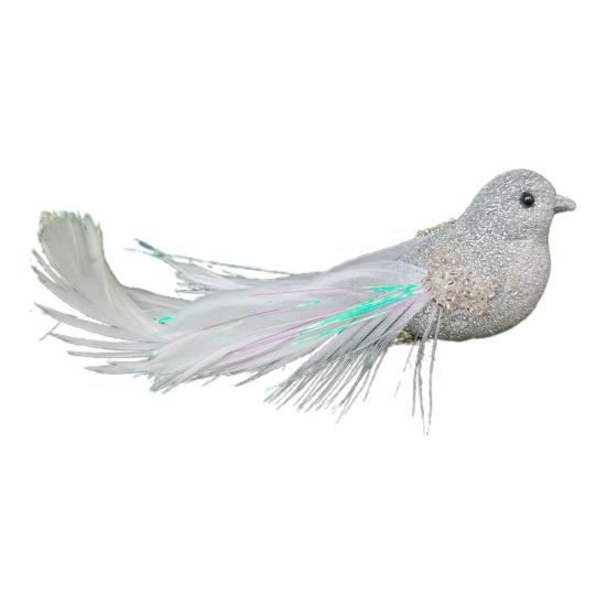 Блестящий орнамент в виде птицы с перьями, сверкающий дизайн с зажимом, украшение для рождественской елки, праздничный шарм для дома