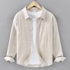New Spring and Summer Cotton and Linen Long-sleeved Shirt Men's Solid Color Simple Loose Versatile Casual Shirt Linen