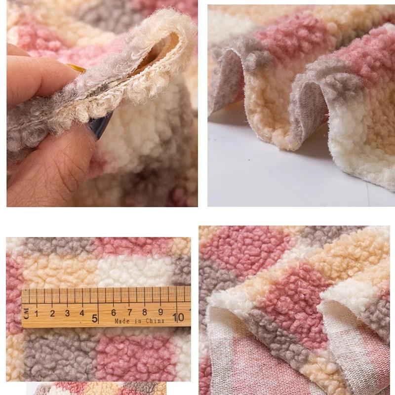 Большая Клетка Плюш из Овечьей Шерсти Имитация Кашемира Ткань для Одеял Кукол Зимних Теплых Пальто Рукоделие DIY Швейная Ткань