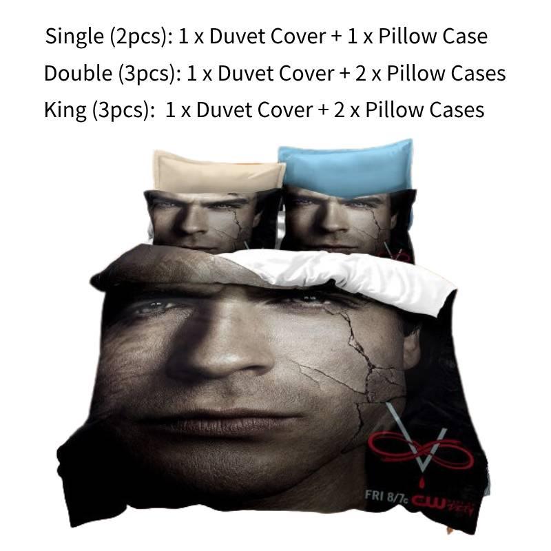 Комплект постельного белья с 3D-принтом «Дневник вампира», мягкий и прочный материал из полиэфирного волокна