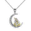 Jewelry New S925 Sterling Silver Moon Unicorn Color Separation Necklace Creative Engraved Mother's Day Pendant