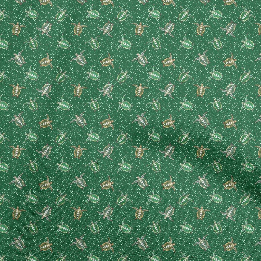 oneOone Cotton Flex Dark Olive Green Fabric Tortoise Dress Material Fabric Print Fabric By The Yard 40 Inch