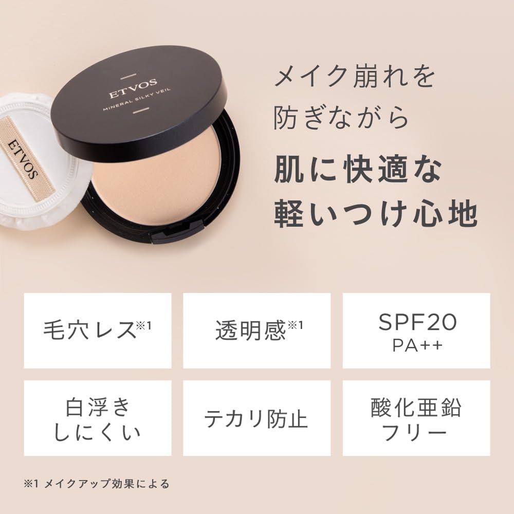 etvos Mineral Silky Veil Refill (with puff) SPF20 PA++ 7g