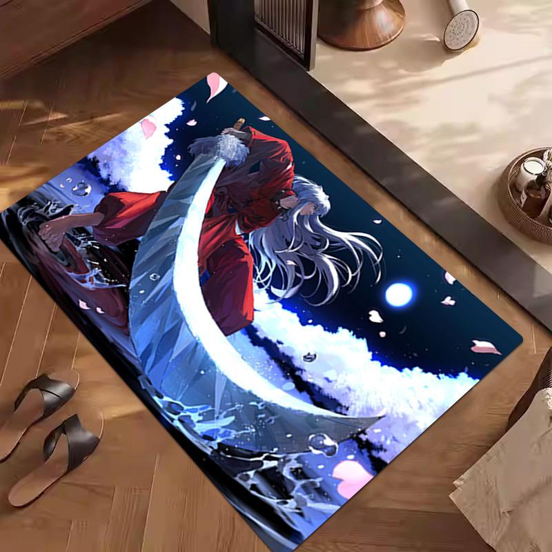 1PC Inuyasha Carpet Office Decorative Carpet For Living Room Bedroom Door Mat Floor Rug Computer Chair Area Rug perfect holiday gift