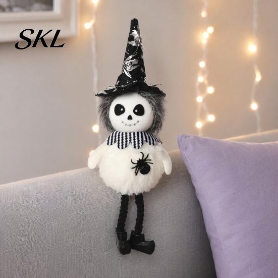 Witch Figurine For Halloween Plush Pom Hanging Decoration, Pumpkin/Ghost/Black Cat/Witch Doll Holiday Decoration Ornament for Tree, Porch, Window