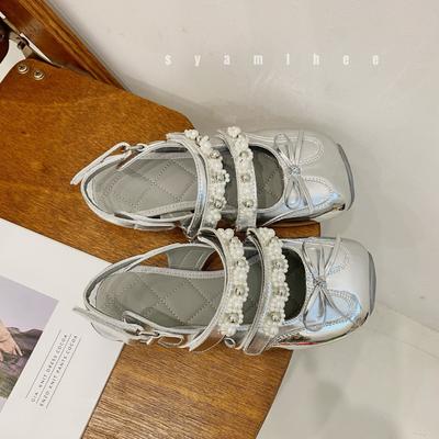 Вдохновение Апокалипсис - Металлическая Эстетика Балетки Мэри Джейн 2,5 см Удобные Универсальные Сандалии Женские