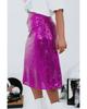 Violet Sequined High Waist Plus Size Midi Skirt