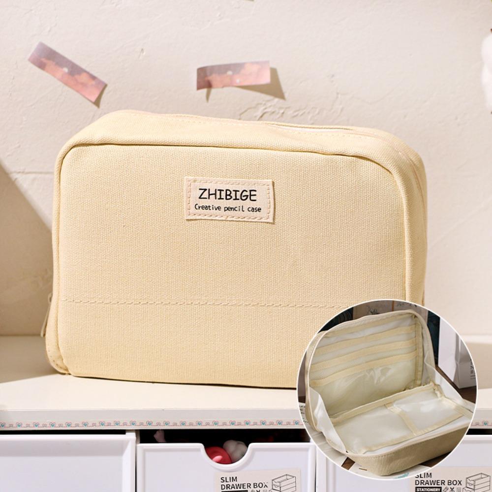 Multi-functional Pen Bag Canvas Stationery Storage Pouch Portable Pencil Case Student Gift
