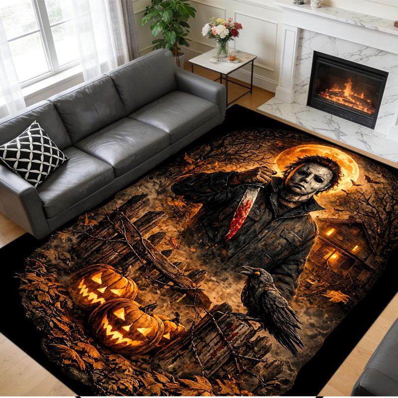 Crystal Velvet Rug Soft Non Slip Indoor Floor Mat Home DecorHalloween Michael Myers