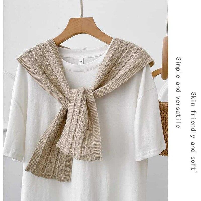 Knitted Hooded Shawl Sweet Fashion Scarf Outdoor Warm Comfortable Solid Color Shoulder Lapping Knit Accessories Autumn Winter