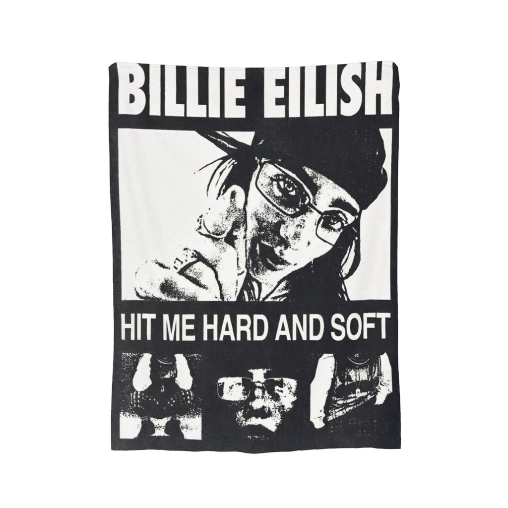 Плед из флиса с изображением известной певицы B-Billie-Girl E-Eilish, легкий, для дивана или кресла.