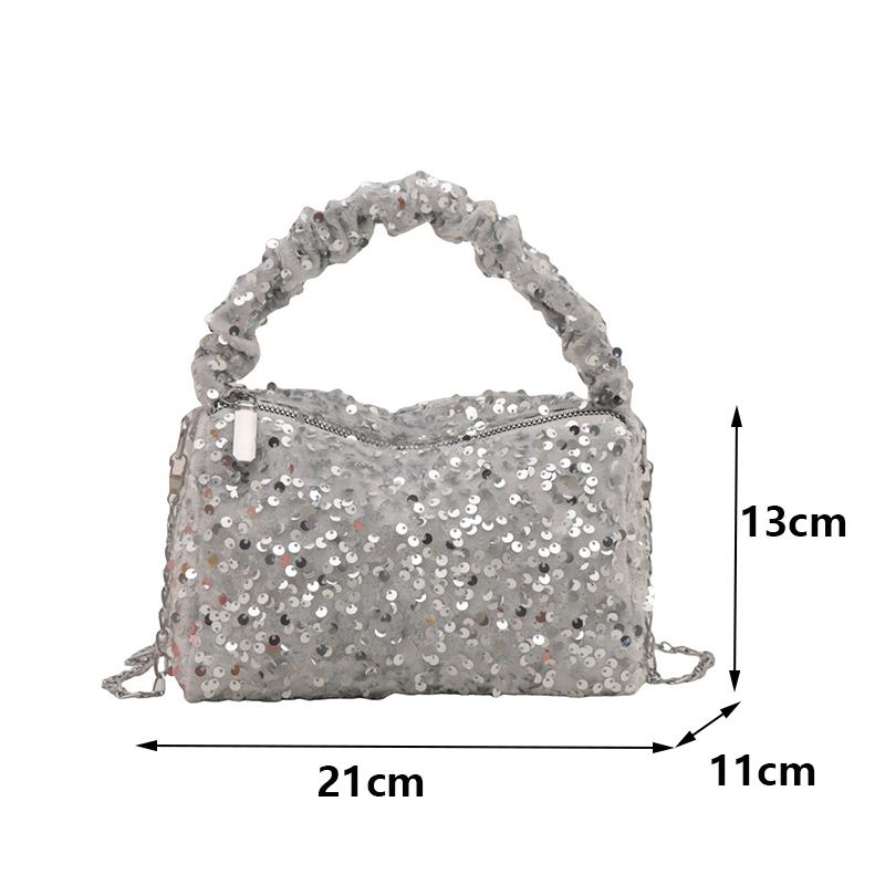 Летняя блестящая сумка кроссбоди с пайетками Простая сумка на плечо с цепочкой однотонного цвета в стиле INS Сумка под мышку Кошелек для телефона Вечерние клатчи Сумка CLE