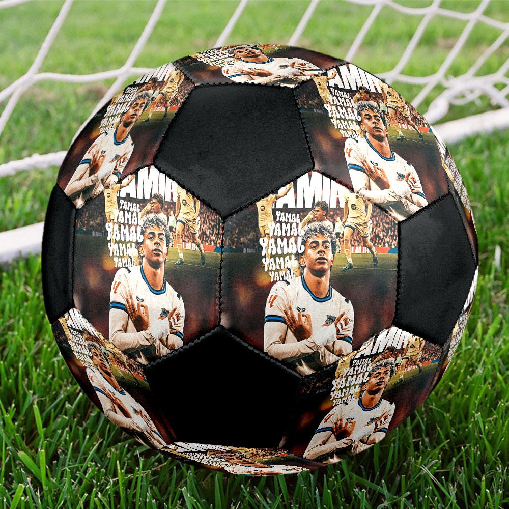 1 шт. Ламин Ямаль Гений размер 5 футбольный мяч PrahaМяч для мини-футбола Цветной Для всех возрастов Машинная строчка ПВХ Готов к соревнованиям Прочный Высокоэластичный