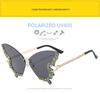 Fashionable Large Butterfly Frame Rhinestone Rimless Sunglasses - Trendy High-End Style for Women