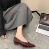 Мода женская обувь 2024 мода женские туфли-лодочки без застежек осень острый носок неглубокие однотонные платье на низком каблуке офисная женская обувь Zapatos