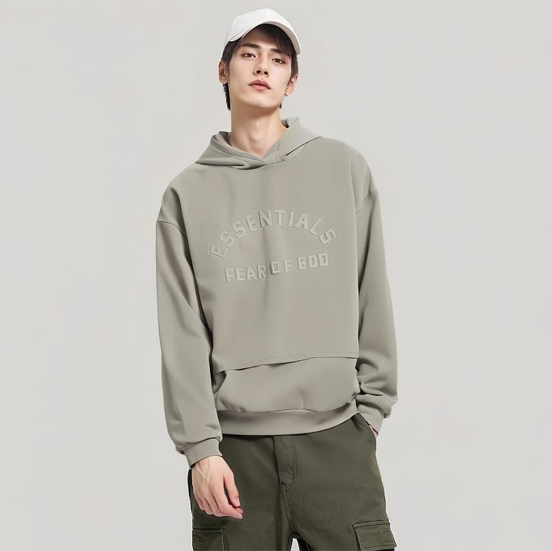 Fear of God Essentials Нейлоновый флисовый свитер с капюшоном Seal/Seal Мужские топы Серый 202SP244325F