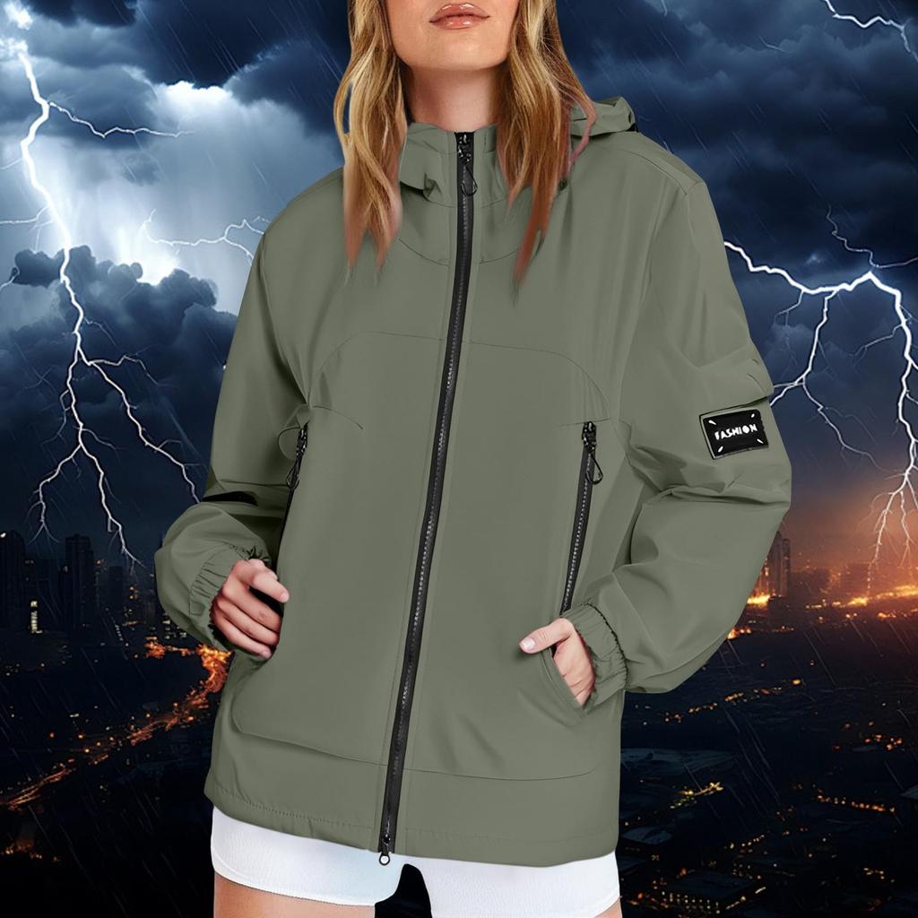 Женский однотонный худи с длинным рукавом для улицы, ветрозащитная и водонепроницаемая тонкая куртка