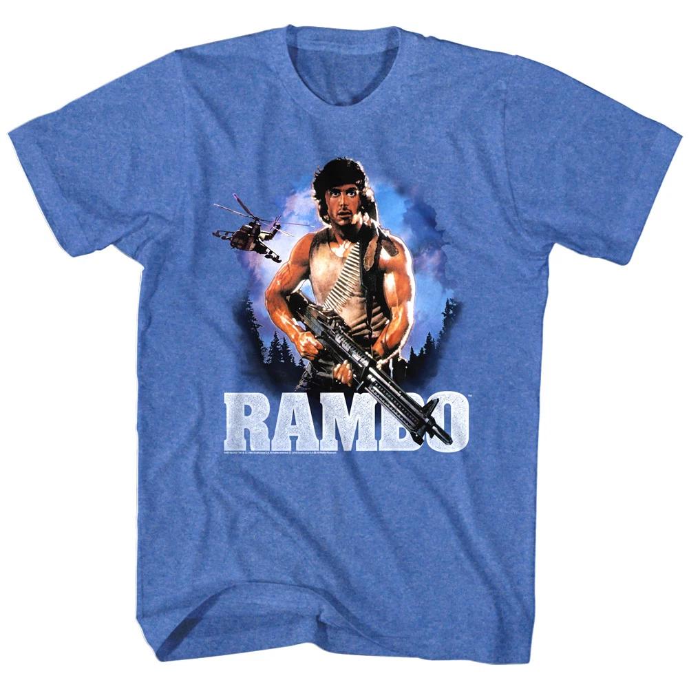 Rambo Movie Poster Helicopter Mens T Shirt Big Gun Wild Blue Yonder Army Soldier