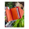 Orange Card Holder Large Size Wallet With Zippered Compartment Plc1088