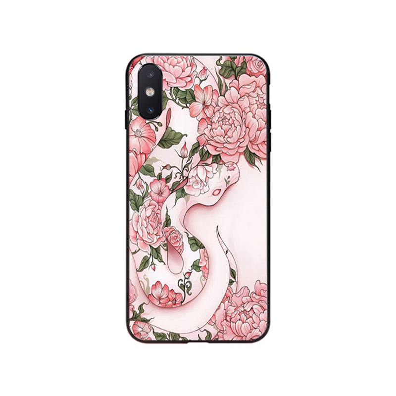 Чехол для телефона с изображением змеи и цветка для iPhone 13 12 11 Pro Max 13 12mini XS MAX X XR SE2 8 7 Plus