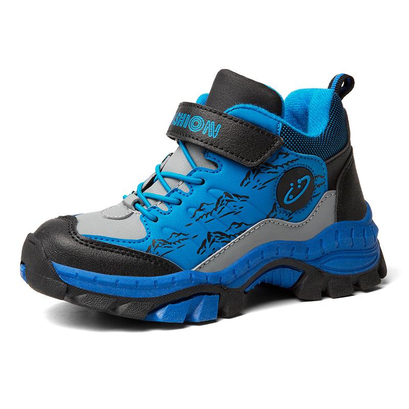 Мода 2025 Новые Зимние Походные Ботинки для Мальчиков, Альпинистские Ботинки, Модные Детские Подростковые Ботинки на Липучке, Детская Спортивная Обувь