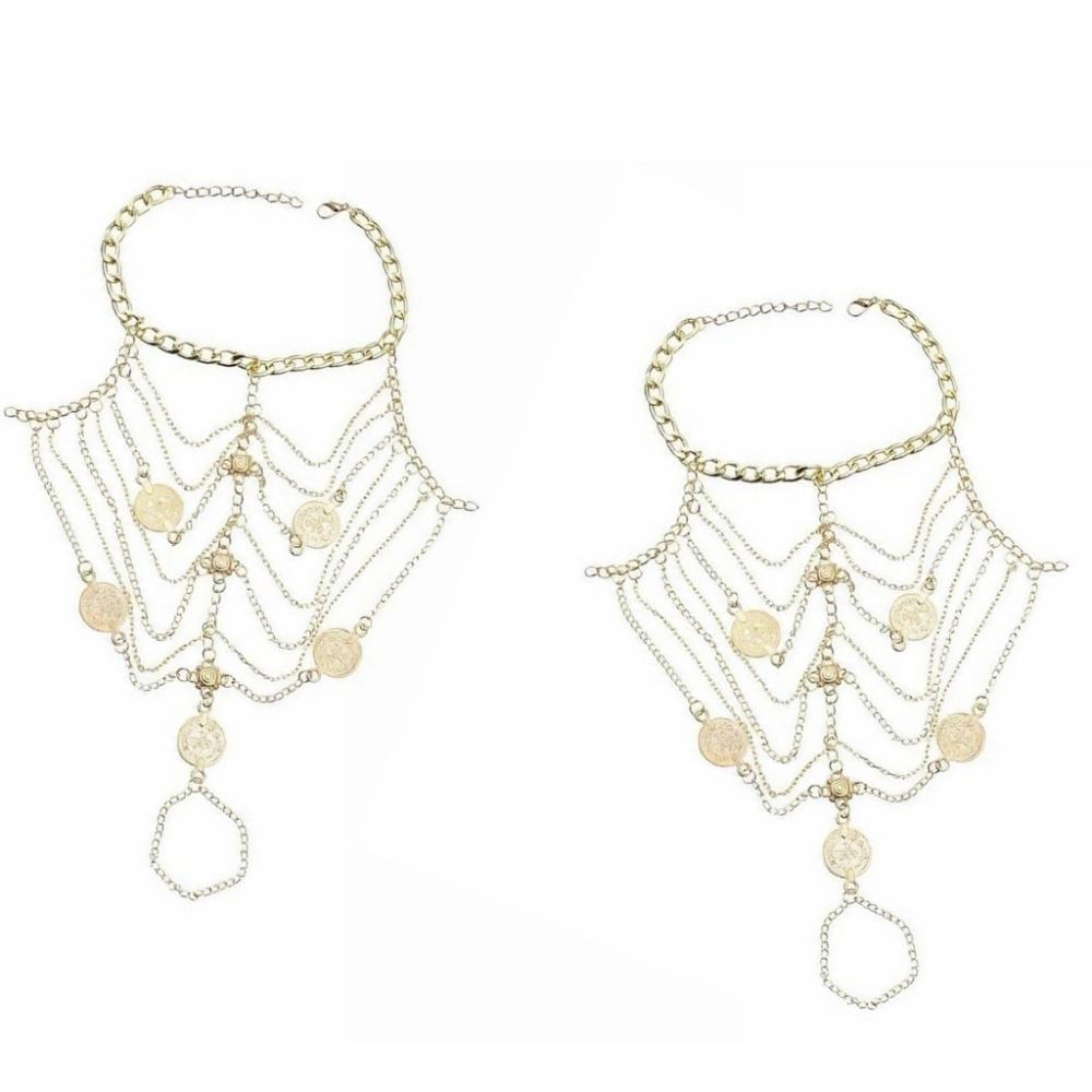 2 pcs Tassel Tassel Ankle Chain Light Luxury Foot Chain Charm Anklet with Pendant Gifts