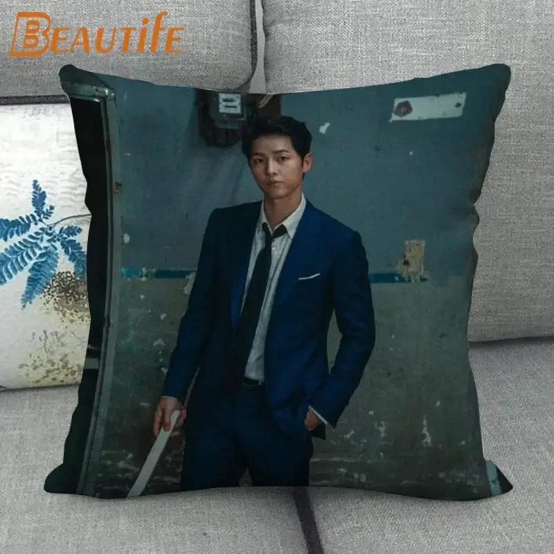45X45 см Vincenzo Song Joong Ki KPOP наволочка с квадратной молнией, хлопковая льняная ткань, наволочки для спальни, дома, декоративный подарок