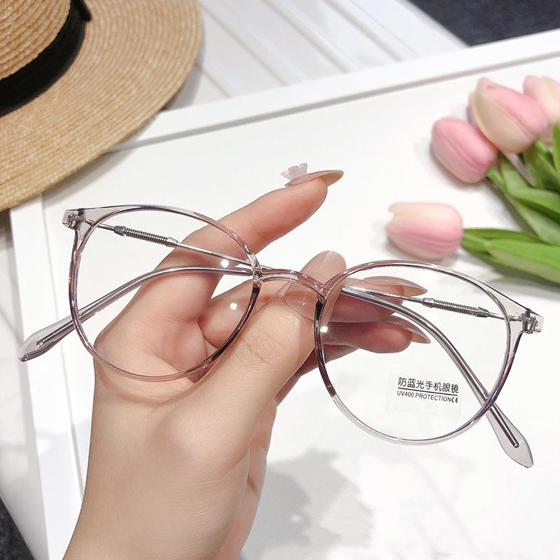 Retro 4-color Women's Trend Office UV Protection Round Glasses Fashion Street Shooting Flat Mirror