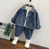 Children's Spring  Denim Coat Clothing Set Cool and Handsome Boys Fashionable Blue Baby Spring Autumn 2pcs Set Outfits